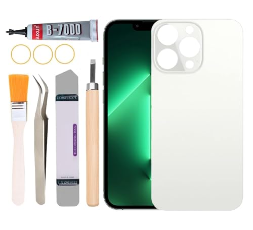 Yuntunele Back Glass Replacement for iPhone 13 Pro All Carriers with Professional Repair Tool Kit (White)