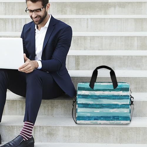 Bolso para portátil 15.6 pulgadas con asas y correa azul y blanco miniatura 3