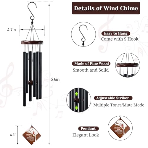 Image of Memorial Wind Chimes for Outside, 36 inch Memorial Gifts for Loss of Loved One, Windchimes in Memory of Loved one,Sympathy Wind Chime Gifts,Bereavement Outdoor Chimes for Garden, Patio Decoration