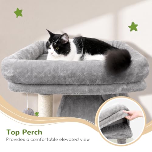 Globlazer Heavy Duty Cat Tree, 70 inch Sturdy Cat Tree for Indoor Cats Extra Large Cat Tower with Scratching Post, Hammock, Cat Condo for Adult Cats Kittens, F70 Pro, Light Grey - Image 3