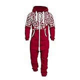 Onsoyours Herren Overall Jumpsuit Jogging Cargo-Style Trainingsanzug Camouflage Sportanzug Fitness Jogginganzug Einteiler Ganzkörperanzug Hoodies Hausanzug D Rot M