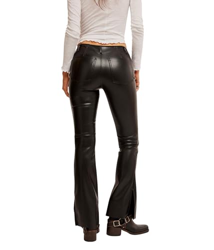 Free People Womens High-Rise Faux Leather Bootcut Pants2