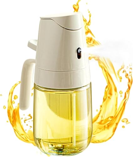 DREHKO® SÚPER Pulverizador Aceite Spray PREMIUM 300 ml – 2 en 1 - Dispensador de Aceite Cocina y Freidora de Aire, Aceitera Spray Antigoteo Botella de Vidrio, Reutilizable, Libre de BPA, Barbacoa