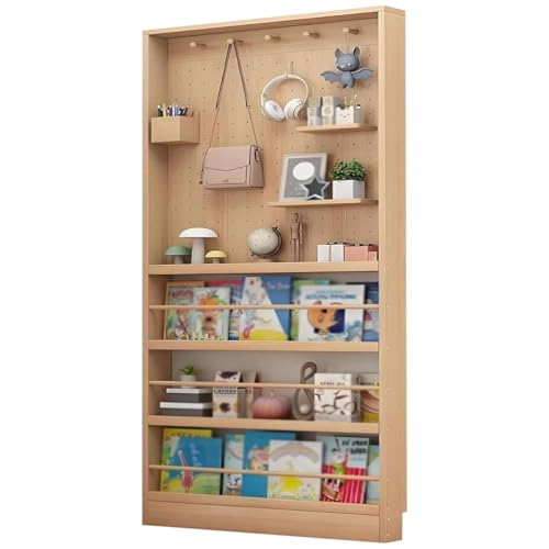DTWEFF Libreria a parete Dietro la porta, salvaspazio, nascosta dietro la porta con pannello forato, mensola a parete con pannello forato, for soggiorno, cameretta, studio(Wood,15.7x3.9x70.1in)