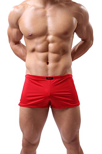 Louis Rouse Mens Boxer Briefs Underwear Mens Boxer Shorts Smooth Short Leg Mens Underwear Red
