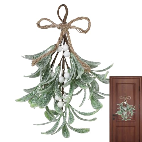 Luckxing Artificial Mistletoe Pick,Greenery Mistletoe Floral Stems - Festive Mistletoe Garland, Faux Branches for Tree, Crafts, Holiday