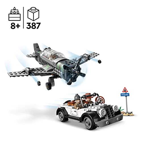LEGO Indiana Jones Fighter Plane Chase Set including Buildable Airplane Model & Vintage Toy Car plus 3 Minifigures - Image 2