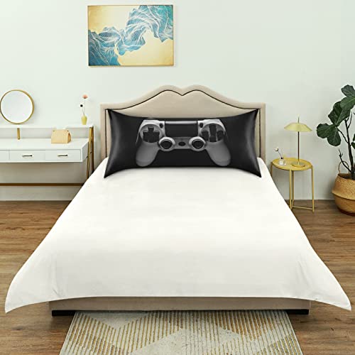 Oyihfvs Video Game Joystick Gamepad In Grey Isolated On Black Silky Satin Pillowcase For Hair And Skin, Soft Bed Pillow Cover, Decorative Silk Pillow Cases, Queen Size 20X30 Inches #TOP4
