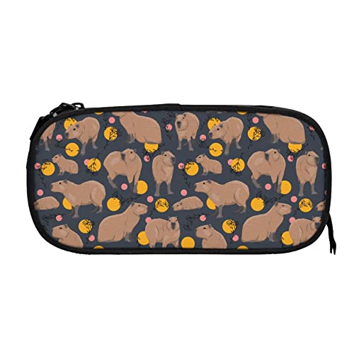 Image of YETTA YANG Capybara Doodle Botanical Circle Wildlife Pencil Box Case for Pen Holders Office Supplies Big Capacity large