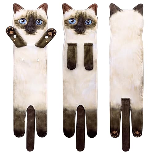 AGRIMONY Cat Funny Hand Towels for Bathroom Kitchen- Cute Decorative Cat Mom Dad Decor Hanging Face Towel Absorbent Soft- Easter Mothers Day Birthday Housewarming Funny Gifts for Women Mom Cat Lovers by AGRIMONY - Image 2