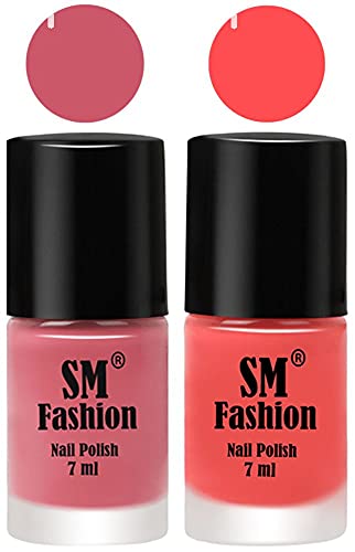 Image of Long Lasting Nail Polish | Nail Paint Combo 7 ml Each) - Set of 2 Nude Pink-Peach Pink