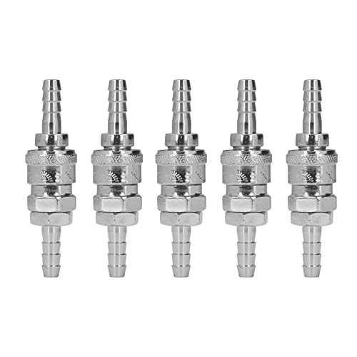 Vvikizy 5 Set Accoppiatore Aria, Kit di Raccordi Pneumatici a Collegamento Rapido in Acciaio Inossidabile Ni Placcato con Spine, per Forniture Industriali Compressori (5 * 8 coda lunga (SH+PH-20))