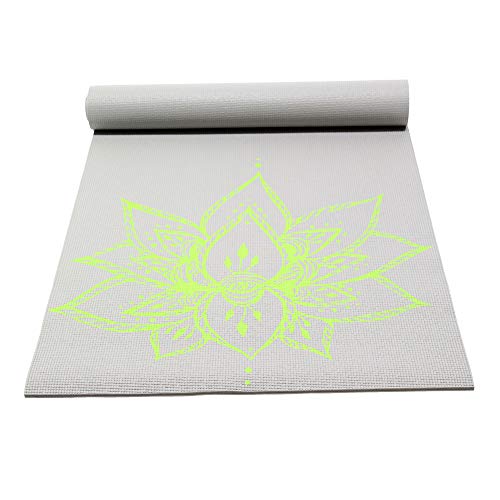 Sol Living Premium Extra Thick Non-Slip Yoga Mat - Durable Yoga Mats for Fitness,Meditation, Pilates, Workout and Exercise 24 x 72 Inches (Grey Lotus)