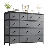 EnHomee Dresser for Bedroom with 13 Fabric Drawers TV Stand for 45 Inch TV Chests of Drawers for Living Room, Wood Top and Sturdy Frame, Grey