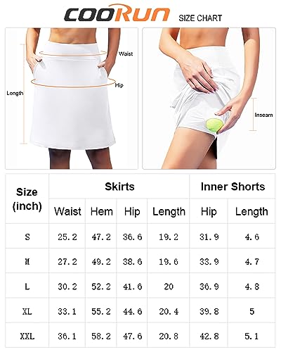 Coorun Women's Athletic Skirts Solid Tennis Skirt Long Golf Skorts Hiking Running Sports Skirts With Pockets Deep Pink #TOP5