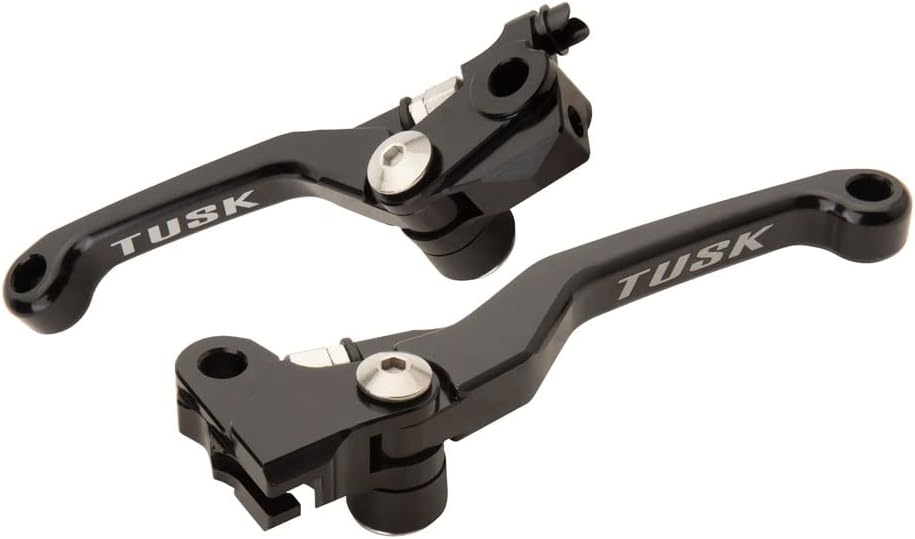 TUSK Folding Lever Set Black Adjustable Clutch and Brake Levers with Mounting Hardware - Compatible with Honda CRF250R 2007-2026
