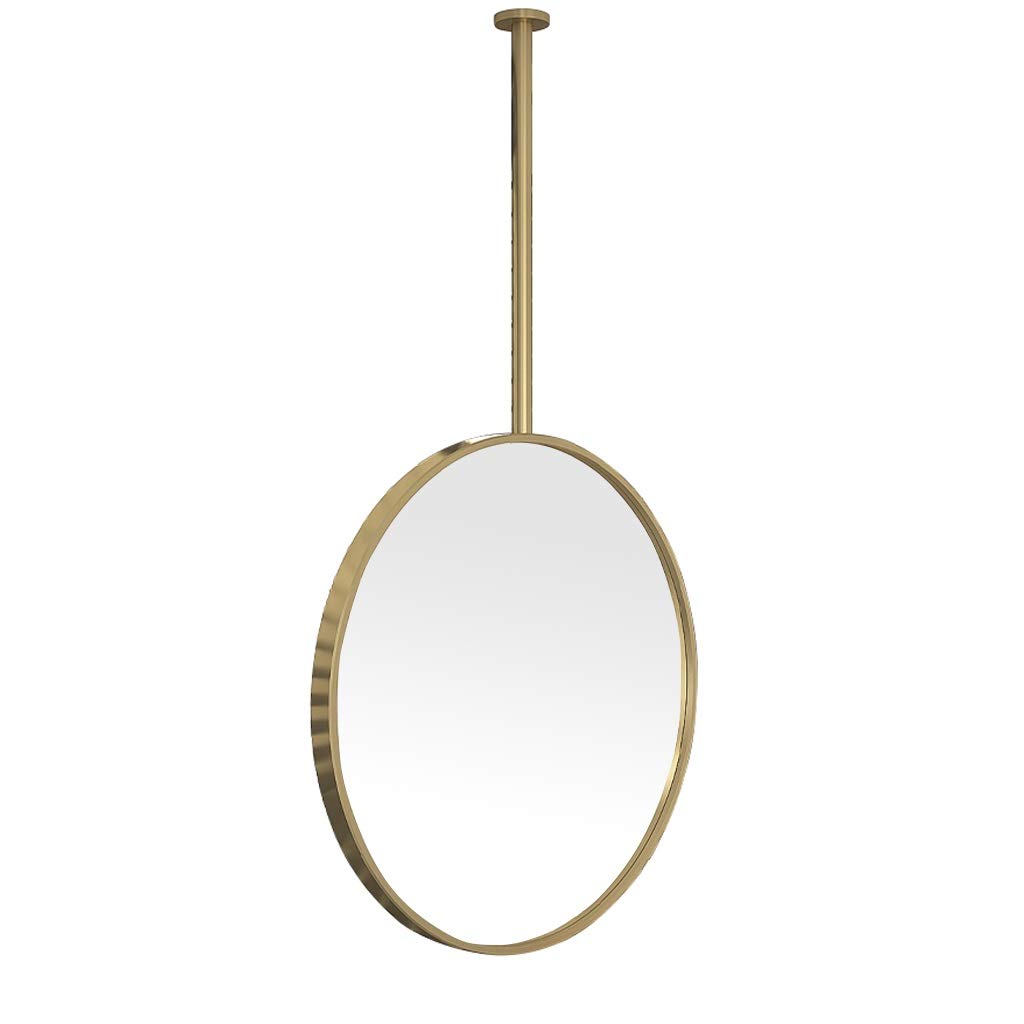 BKSXSOP Gold Metal Framed Round Ceiling Hanging Mirror - 50CM Decorative Bathroom Vanity for Make-up & Cosmetics Customizable Stylish Wall Decor