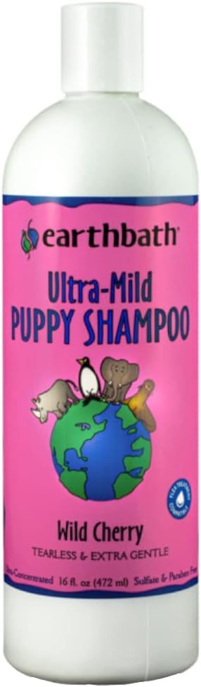 Ultra-Mild Puppy Shampoo - Extra Gentle & Tearless Shampoo for Puppies, Deodorizing Dog Shampoo, Cruelty Free Natural Puppy Shampoo, Wild Cherry, Pint - 472ml
