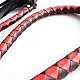 Boowhol Peitsche Leder Lange 140cm, Gerte Reitgerte geflochten S&M Bondage Flogger mit Hängenden Ring Cosplay Sex-Spielzeug Zubehör für BDSM (Schwarz Rot)