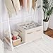 TOPIA HOME Shoe Organizer for Closet, Foldable Shoe Box with Adjustable Dividers and Clear Cover, Space Saving Shoe Storage Organizer Cabinet with Reinforced Handles, Fits 16 Pairs, Beige TP09Y