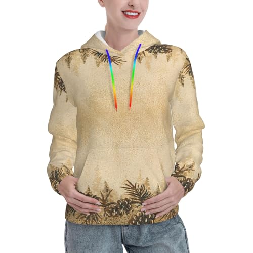 Sweat à capuche imprimé pomme de pin pour balades automne