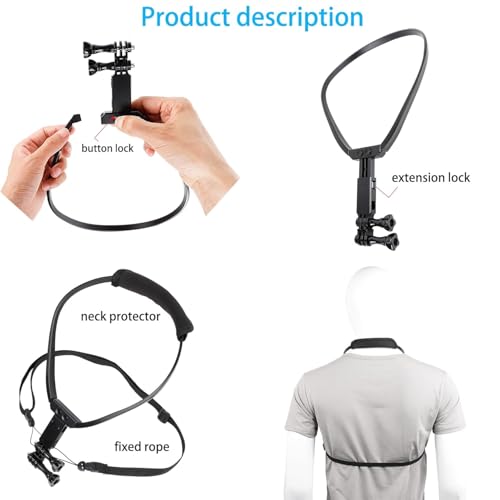 Image of Suicune Neck Phone Holder - POV /Vlog Neck Mount for Phones - Hands Free! with Phone Clip, Anti-Shake Chest Strap for Recording Video Compatible with iPhone Android Phones