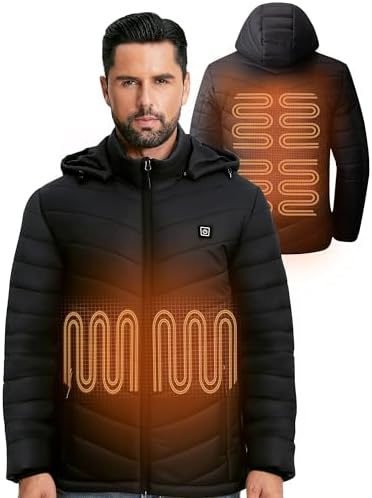 YHQ Heated Jackets for Men with 12V 20000mAh Battery Pack, 6 Heating Zones, Men