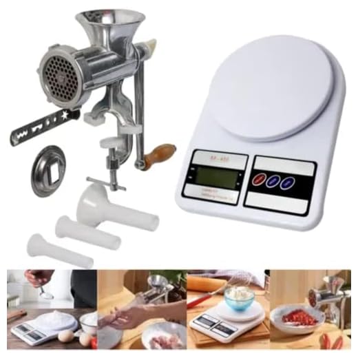 Kit Maquina Picar Moer Frango Carne Manual N10 Bolacha Funil + Balança 10kg