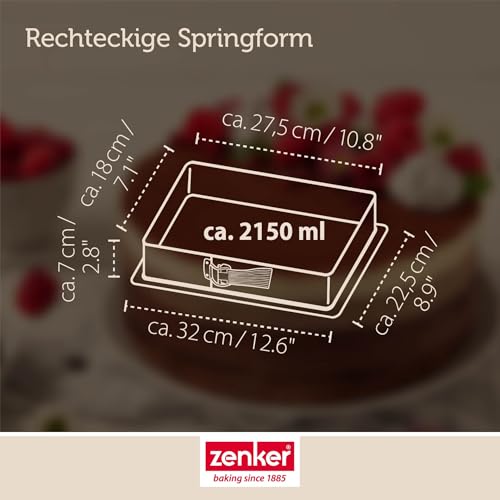 Zenker Rechteckige Springform mit Auslaufschutzboden – 27,5 x 17 x 7 cm, (Auslaufschutz 32,5 x 23 x 7 cm)… – Ansicht 4