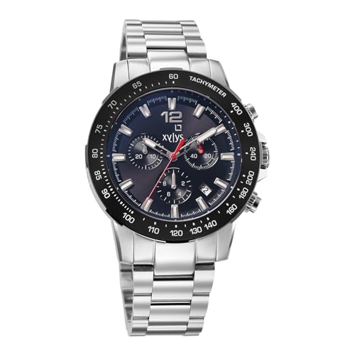 Image of Xylys Lightning with Chronograph Quartz Black Dial Silver Stainless Steel Strap Watch for Men - 40068SM01E