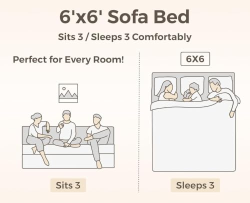 Image of Coirfit (4-in-1 Four Seater Sofa Cum Bed (1 Year Warranty) with 4 Free Cushions | Folding Sofa, Bed, Lounger, Diwan | Removable Washable Cover | Compact & Lightweight -Dark Grey 6x6 Feet