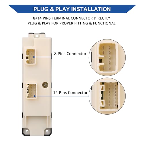 Master Power Window Switch Front Left Driver Side Compatible with 2008-2012 Chevrolet Chevy Colorado/ 2004-2012 GMC Canyon/ 2008-2010 Hummer H3/ 2009-2010 Hummer H3T, Replaces OE 25779767