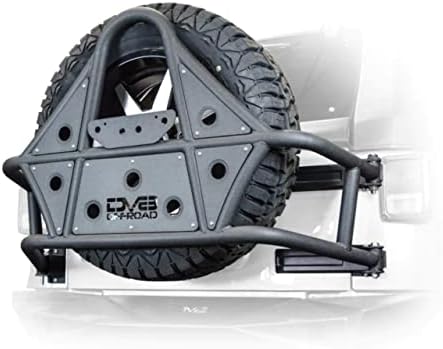Spare Tire Carrier for 2007-2018 Jeep Wrangler JK | Mounts to Body | Mounts Up to 42" Spare Tire | Works with Any Rear Bumper | Fits Any Bolt Pattern Wheel | Drilling Required | DV8 Offroad