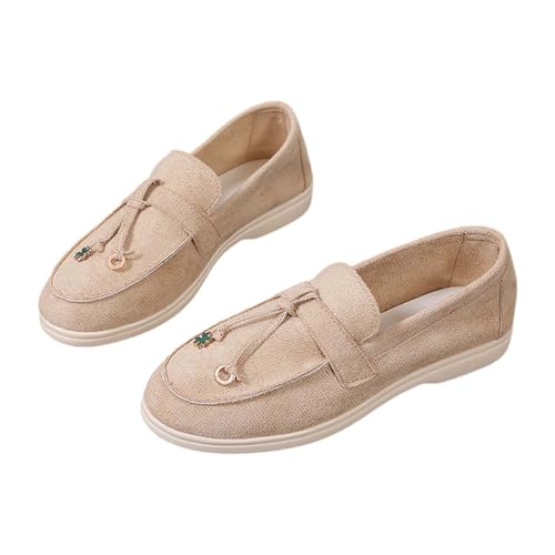 Genérico Zapatillas Mujer Flash Zapatos Negros Mujer Zapatos de Mujer Zapatos Casuales de Verano Hueco Transpirable Tacón Zapatos Casuales de Flash del Premium Zapatillas Zapatiilas para (Khaki, 36)