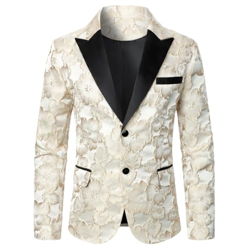 Men's Single Breasted Suit Flower Texture Blazer Wedding Prom Party Men's Solid Jacket
