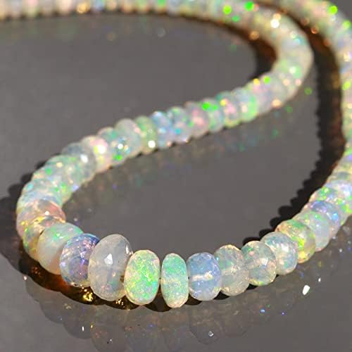 NirvanaIN Sparkling Ethiopian Opal Beaded Necklace Welo Opal Rondelle Necklace October Birthstone Genuine Ethiopian Opal Choker Gift For Her
