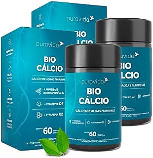 Bio Cálcio com Vitaminas D3 e K2-2 unidades de 60 Cápsulas - Puravida