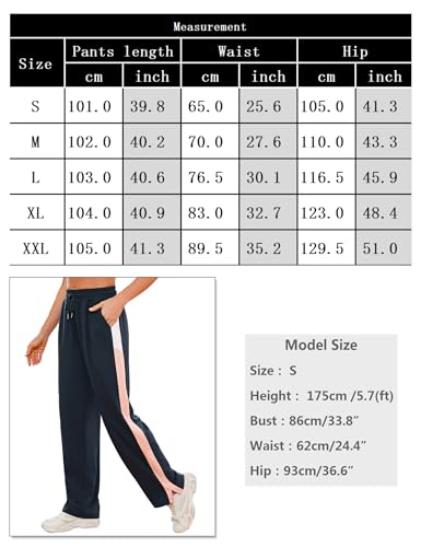 Crewhpo Women's Activewear Trousers Straight Leg Sweatpants with Pockets Drawstring Tracksuit Bottoms Running Joggers Casual Lounge Pants Blue - Image 6