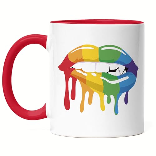 Hey!Print Love in Colors Tasse Rot LGBT Liebe Schwul Lesbisch Regenbogenflagge Stolz