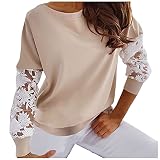 Masrin Damen Hemd Elegante, modische Patchwork-Tops mit ausgehöhlter Spitze Langärmlige Rollkragen Bluse mit Applikationen Weiße Partykleidung