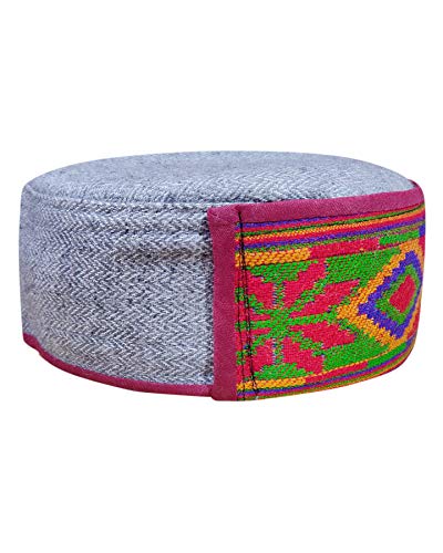 Image of Vastraa Fusion Himachali Topi for Men | Nepali Headwear | Traditional Kullu Cap | Pahadi Topi | Kashmiri Hat | Wool Handcrafted Ethnic Wear