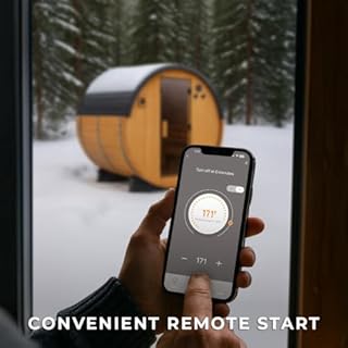 Backyard Discovery Paxton Outdoor Barrel Sauna 2-4 Person, 9kW Wi-Fi Electric Heater, Cedar Wood, Tempered Glass Door, Outdoor Home Sauna Kit