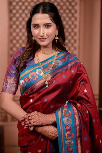 Image of SGF11 Women's Kanjivaram Pure Soft Silk Saree With Unstitched Blouse Piece