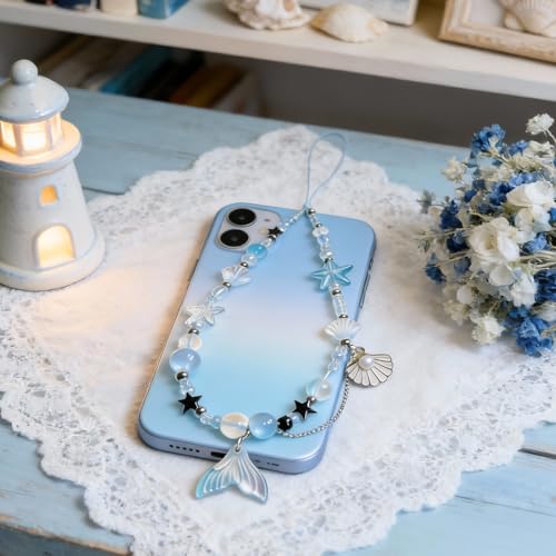 Image of Cute Beaded Camera Wrist Strap for Phone, Digital Camera Charm Lanyard, Pearl Beaded Chain for Bag Keychain Gift