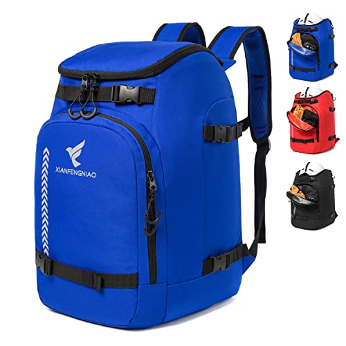 Xianfengniao Ski Boot Bag, Lightweight Ski Boot Travel Backpack For Ski & Snowboard Boots, Helmets, Goggles,Gloves & Outerwear (Blue) #TOP4