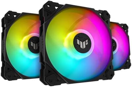 ASUS TUF Gaming TF120 ARGB Chassis Fan 3Pin Customizable LEDs Blade, Advanced Fluid Dynamic Bearing, 120mm PWM Control, Anti-Vibration Pads, Double-Layer LED Array for Computer Case & Liquid Radiator