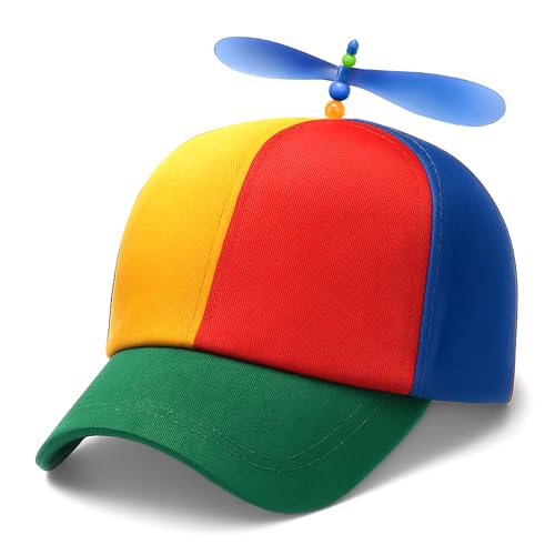 Ronronner Bunte Propellermütze Propeller mütze Propeller Cap mit fliegendem Propeller Spielzeug Fliegerhut für draußen für Erwachsene & Kinder