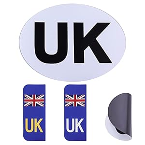 KINBOM 2pcs UK Car Sticker, 1pcs UK Oval Car Stickers and 2pcs UK Car Number Plate Stickers, UK Stickers for Cars Vans Trucks, No Blow Off and Easy to Remove Without Scratching