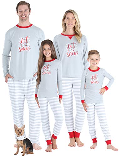 Sleepyheads Matching Family Christmas Pajama Sets, Grey Stripe Snowflake - Mens (SHM-5012-M-LRG)