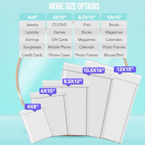 Fuxury Bubble Mailers 12X15 Inch White Padded Envelopes 25 Pack Large Bubble Mailer Strong Adhesion Padded Mailer,Self-Seal Bubble Envelope thumb #6